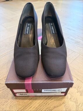 Mr Seymour Vintage Brown Herringbone Pumps, Sz 9